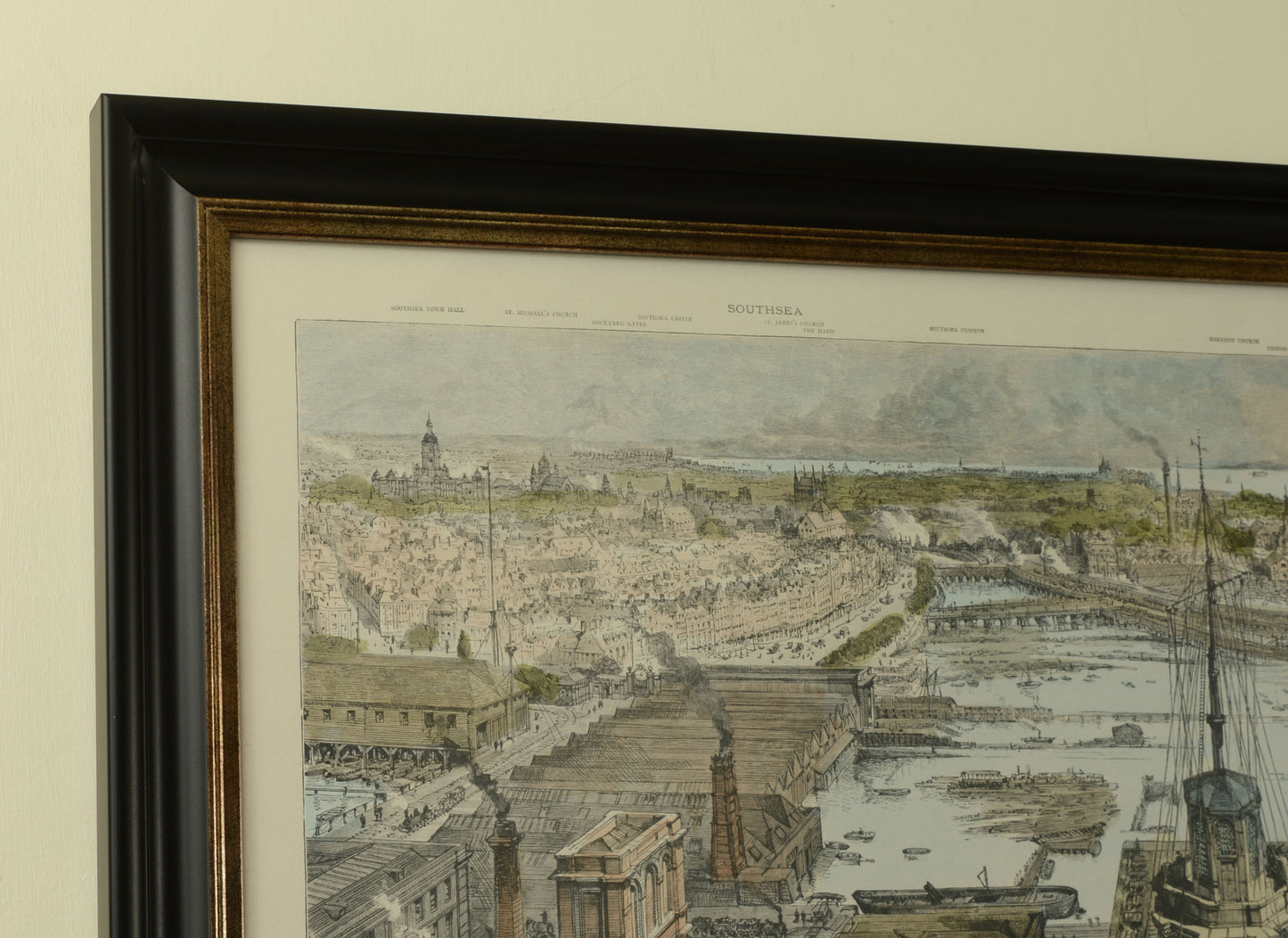 Bird's Eye View of Portsmouth Harbour by H.W. Brewer, c.1885