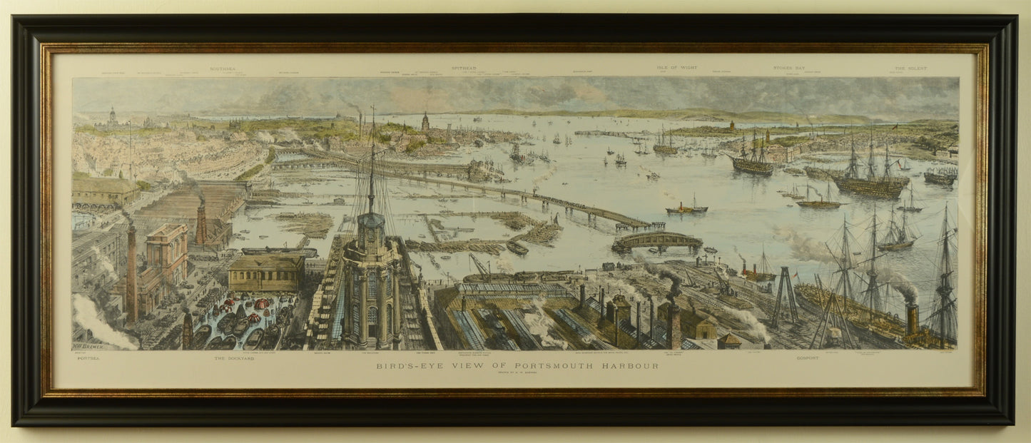 Bird's Eye View of Portsmouth Harbour by H.W. Brewer, c.1885