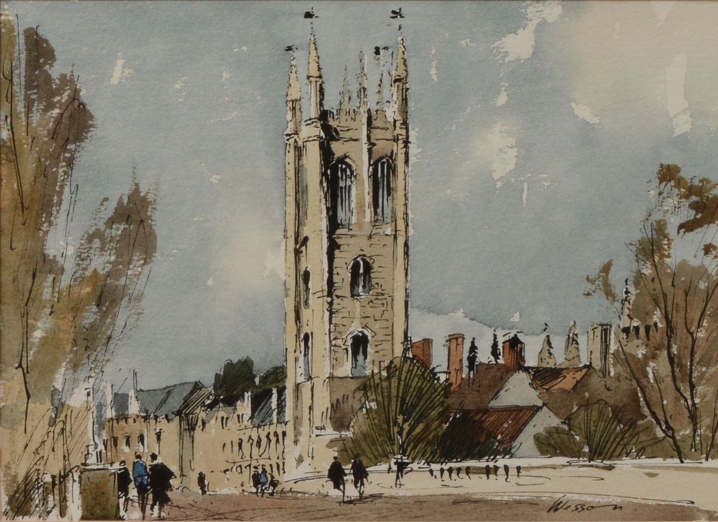 Magdalen College, Oxford - Watercolour by Edward Wesson