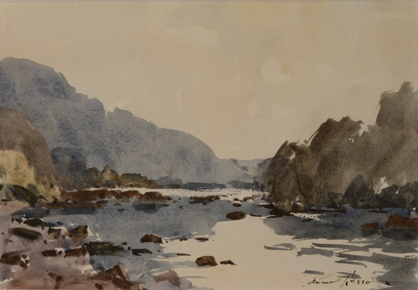 On the Swale, Richmond - Watercolour by Edward Wesson