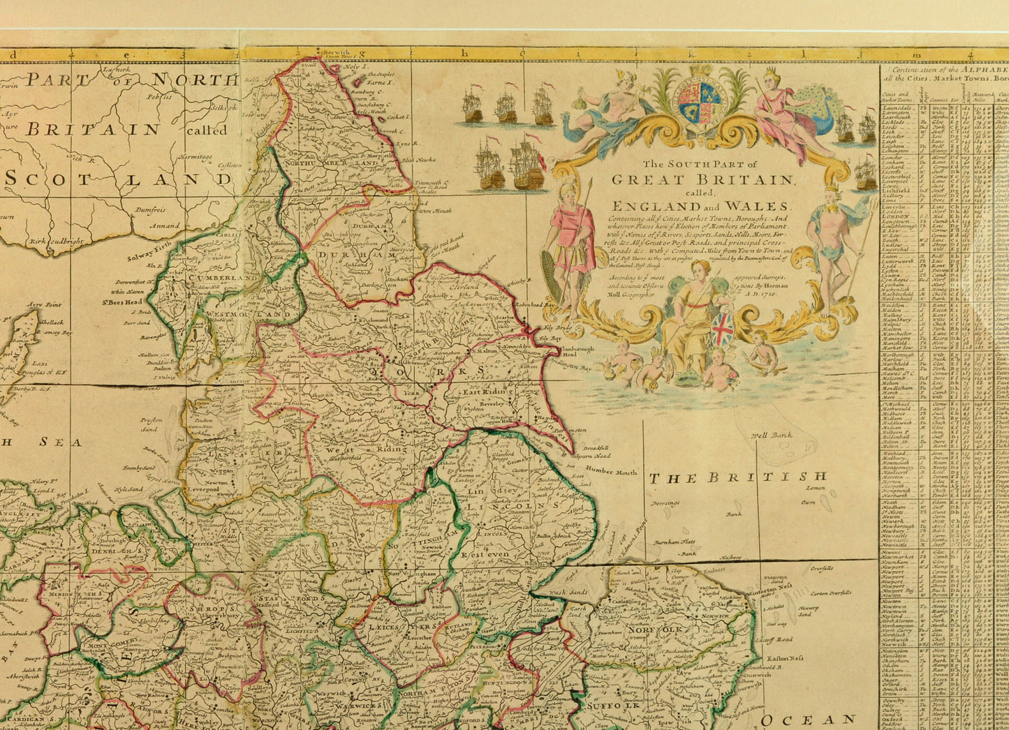 Antique Map of England and Wales by Herman Moll, c.1710