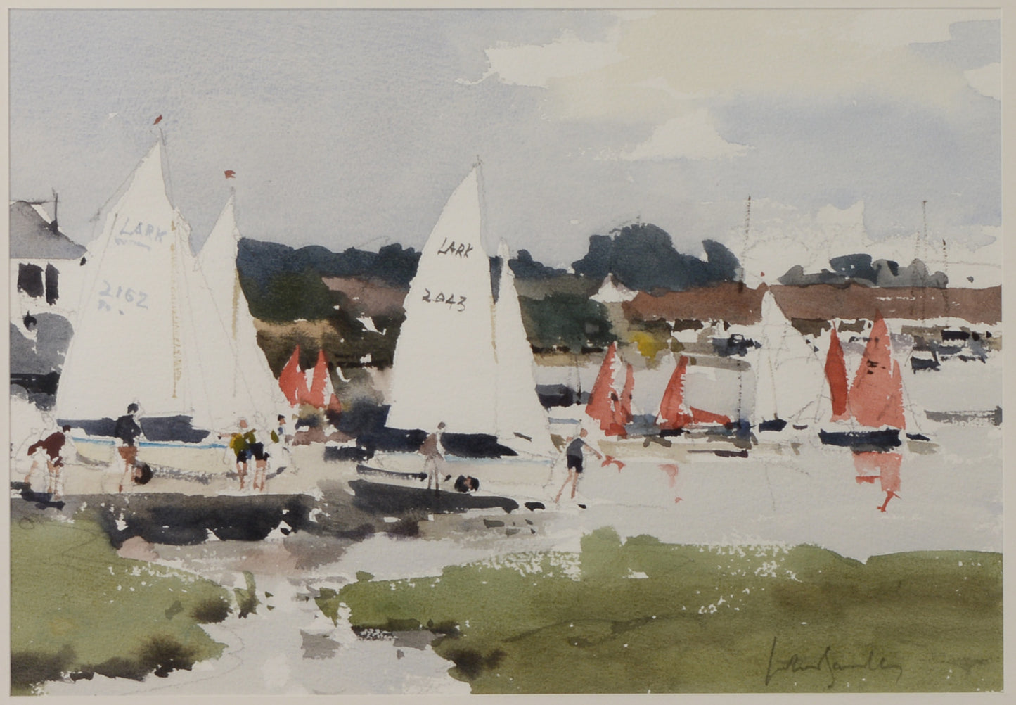 The Dinghy Race - Watercolour by John Yardley