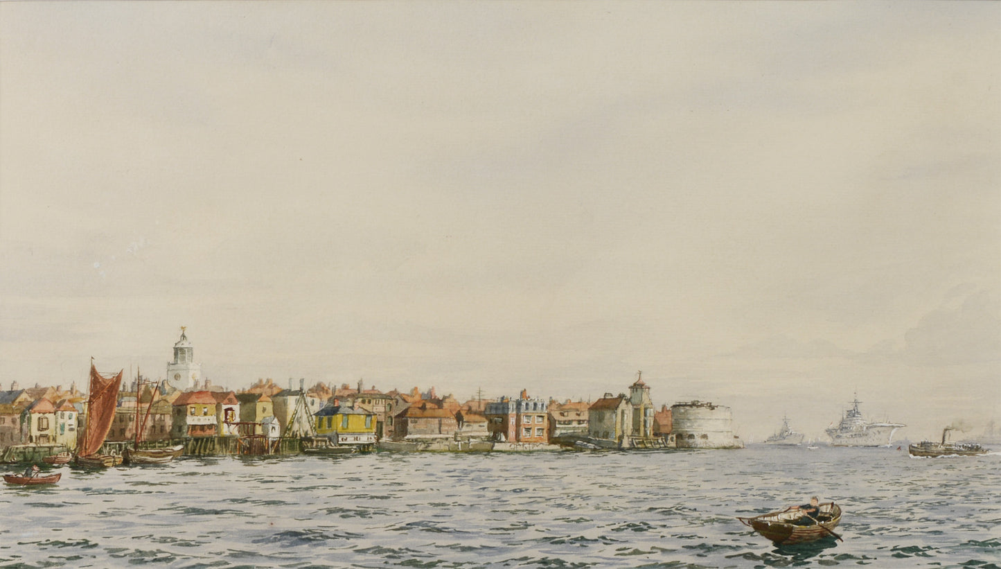 Old Portsmouth - Watercolour by Kenneth Yockney