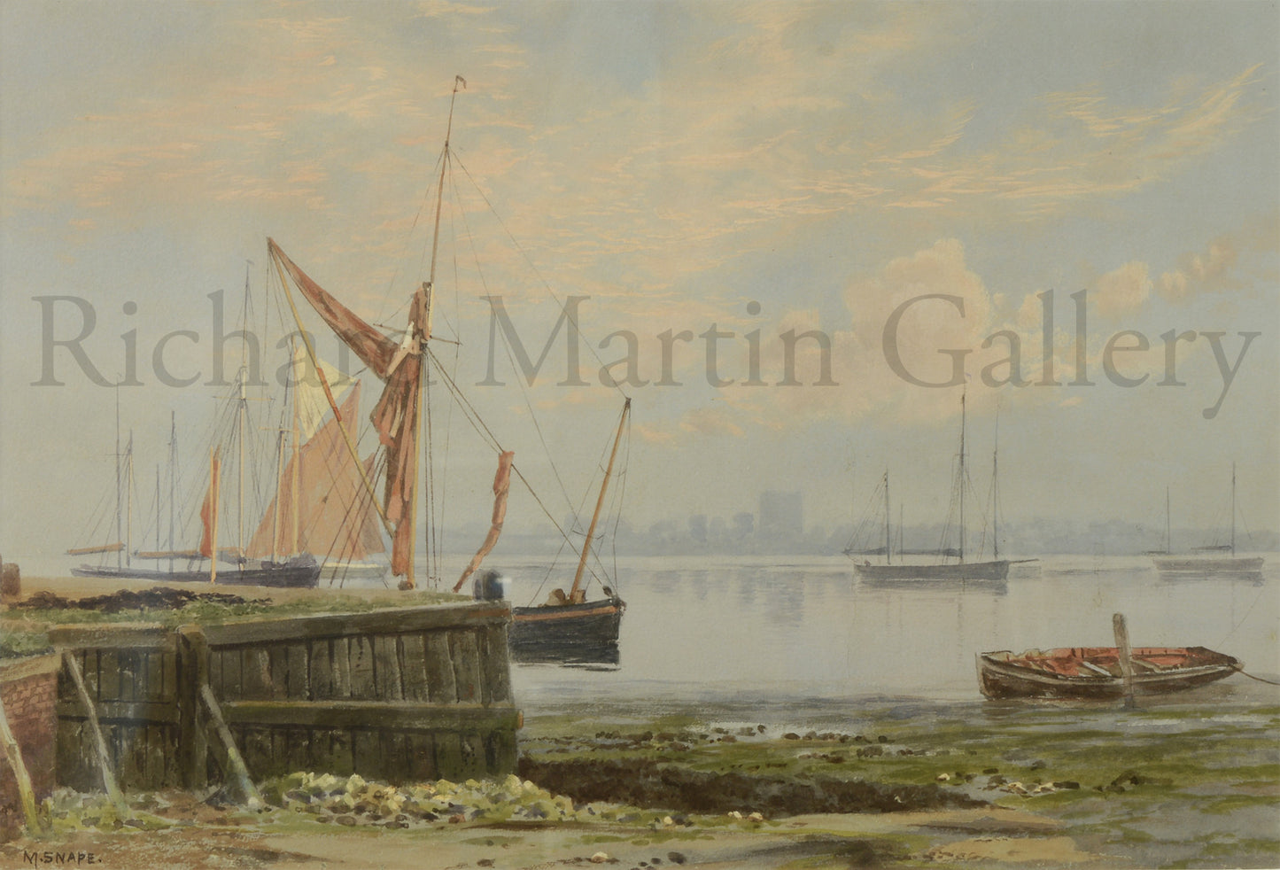 View of Portchester Castle from the Gosport Shoreline, from a watercolour by Martin Snape, painted about 1910