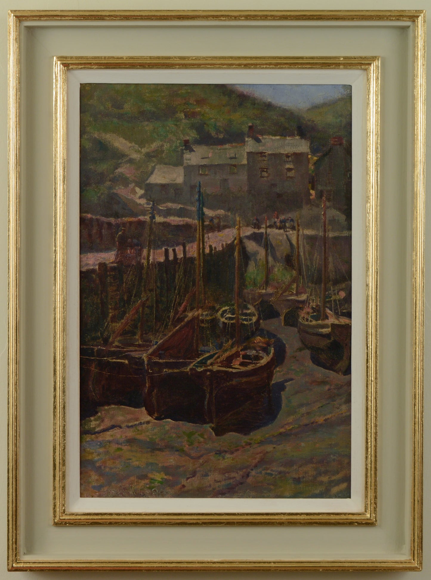 Polperro, Cornwall - oil on canvas painting by Herbert Edward Butler