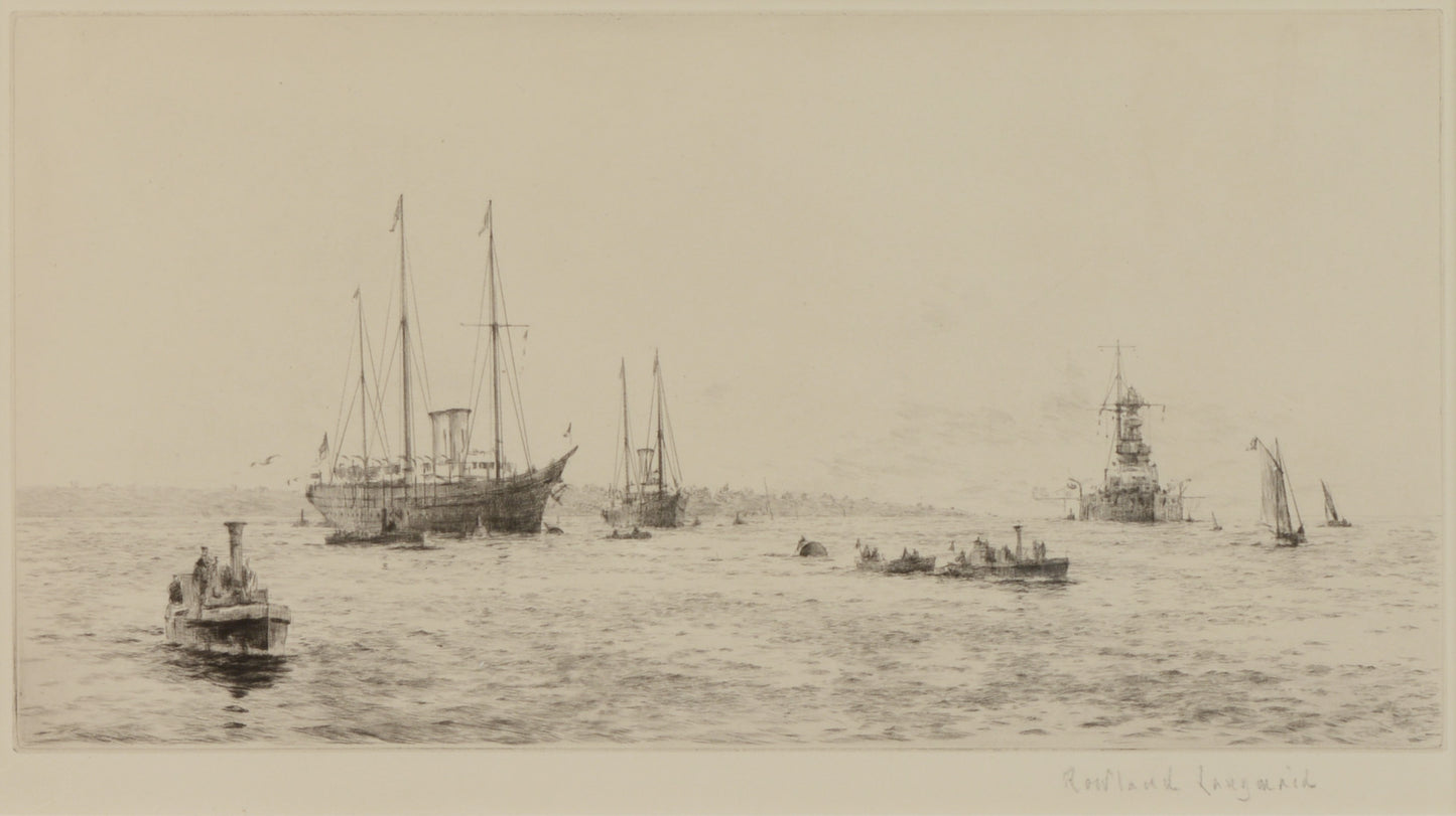 The King's Yacht in the Solent - Signed Etching by Rowland Langmaid