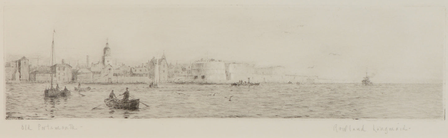 Old Portsmouth - Signed Etching by Rowland Langmaid