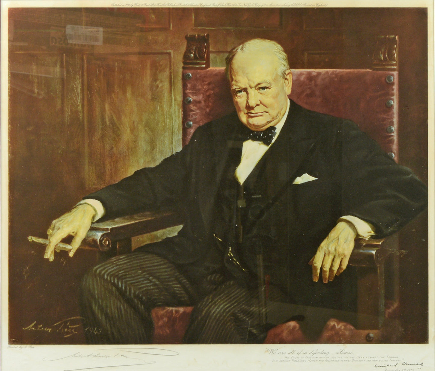 Portrait of Winston Churchill by Arthur Pan, printed in 1943