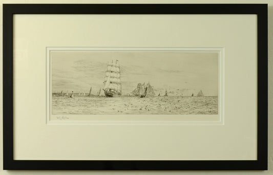 Fantome and Sunbeam off Cowes - Signed Etching by W.L. Wyllie