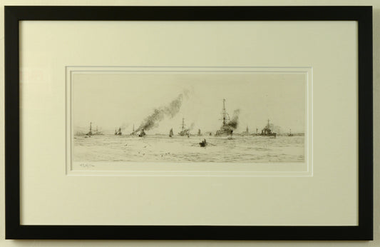 Light Cruisers and Destroyers at Harwich - Signed Etching by W.L. Wyllie
