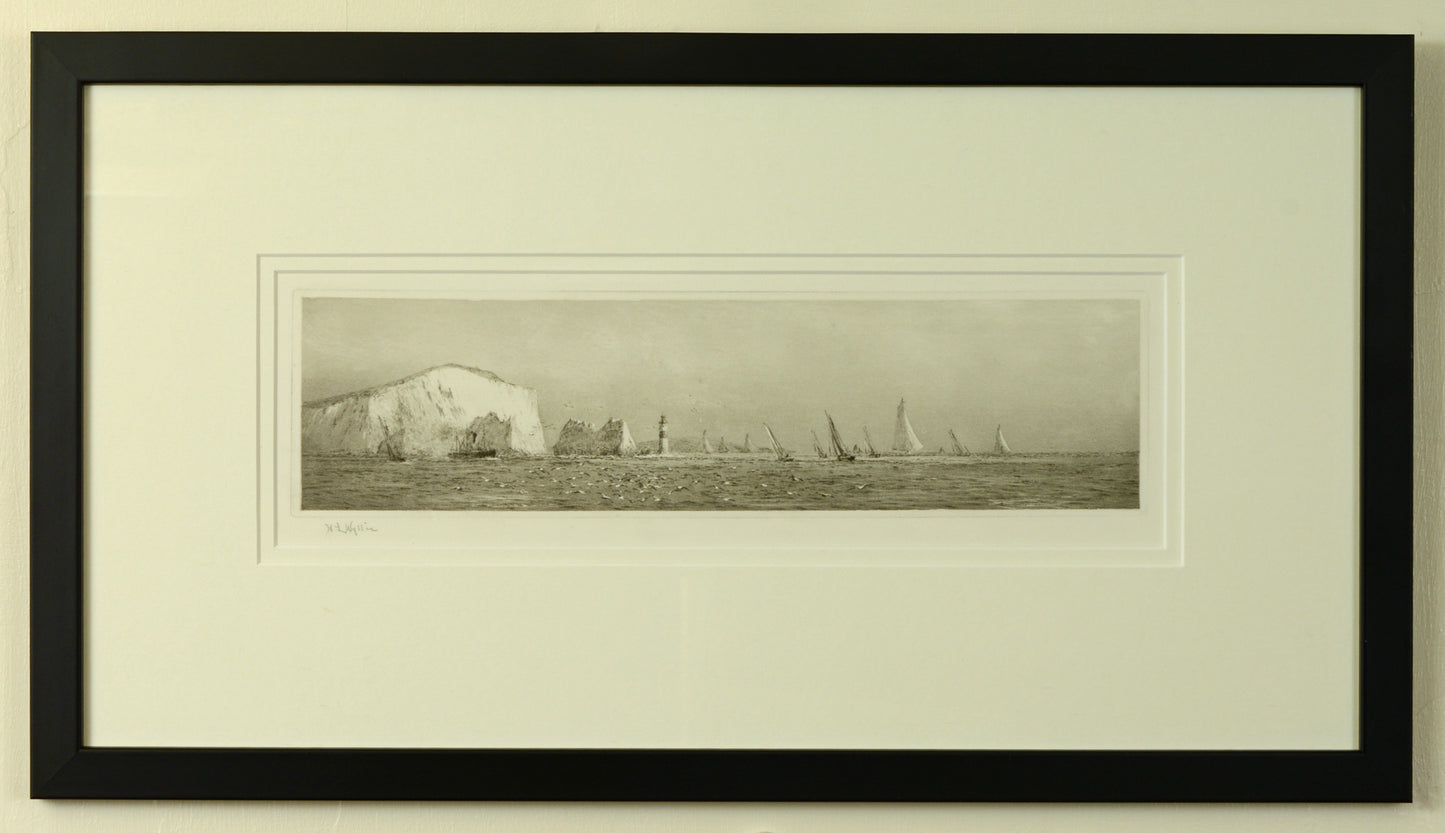 Racing Yachts off the Needles - Signed Etching by W.L. Wyllie