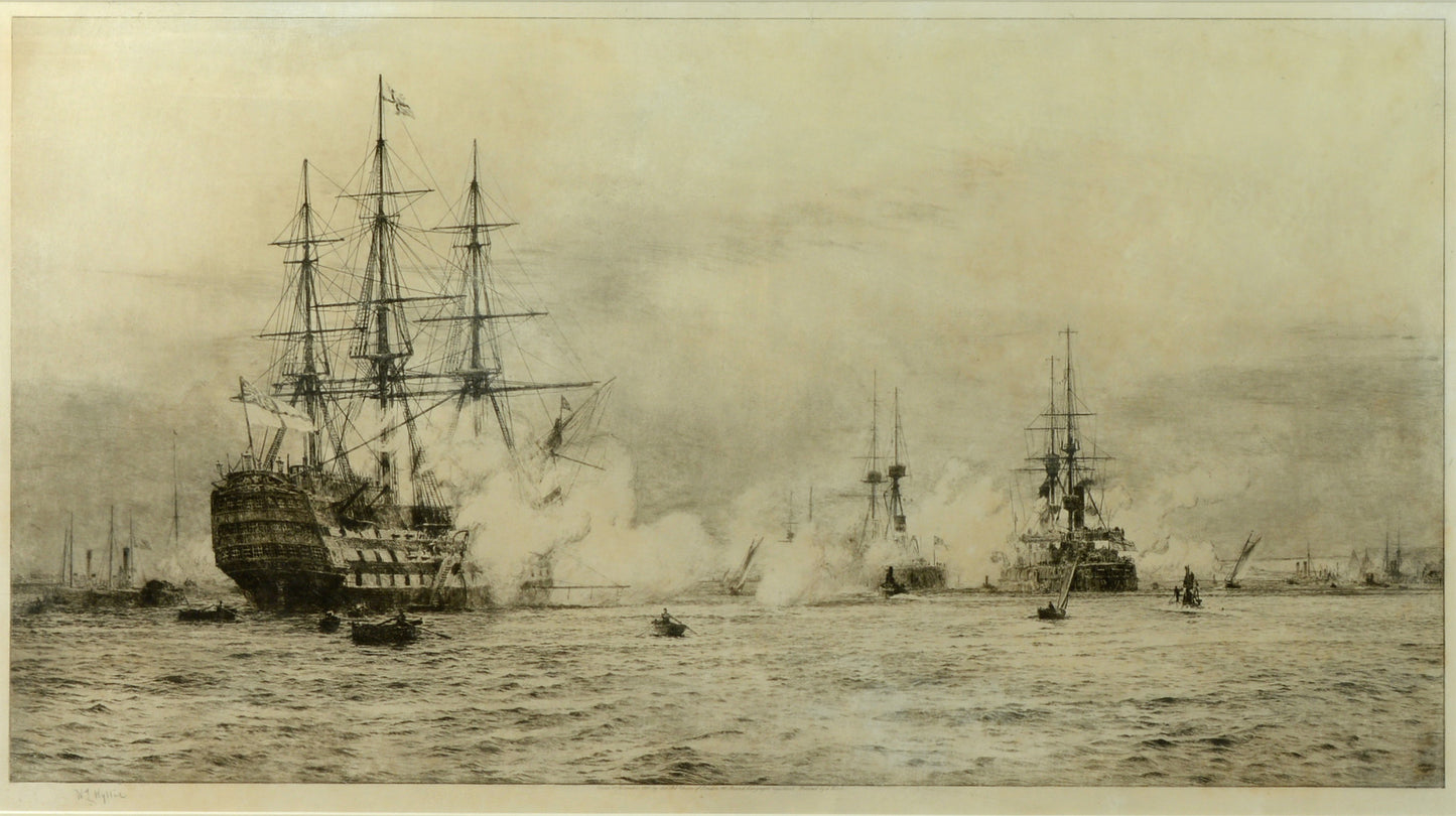 Proclaiming Our Sailor King - Signed Etching by W.L. Wyllie