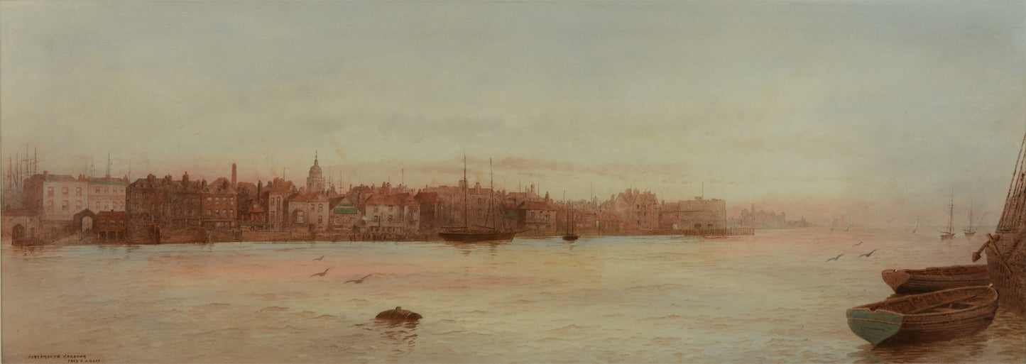 Portsmouth Harbour - watercolour by Frederick E.J. Goff