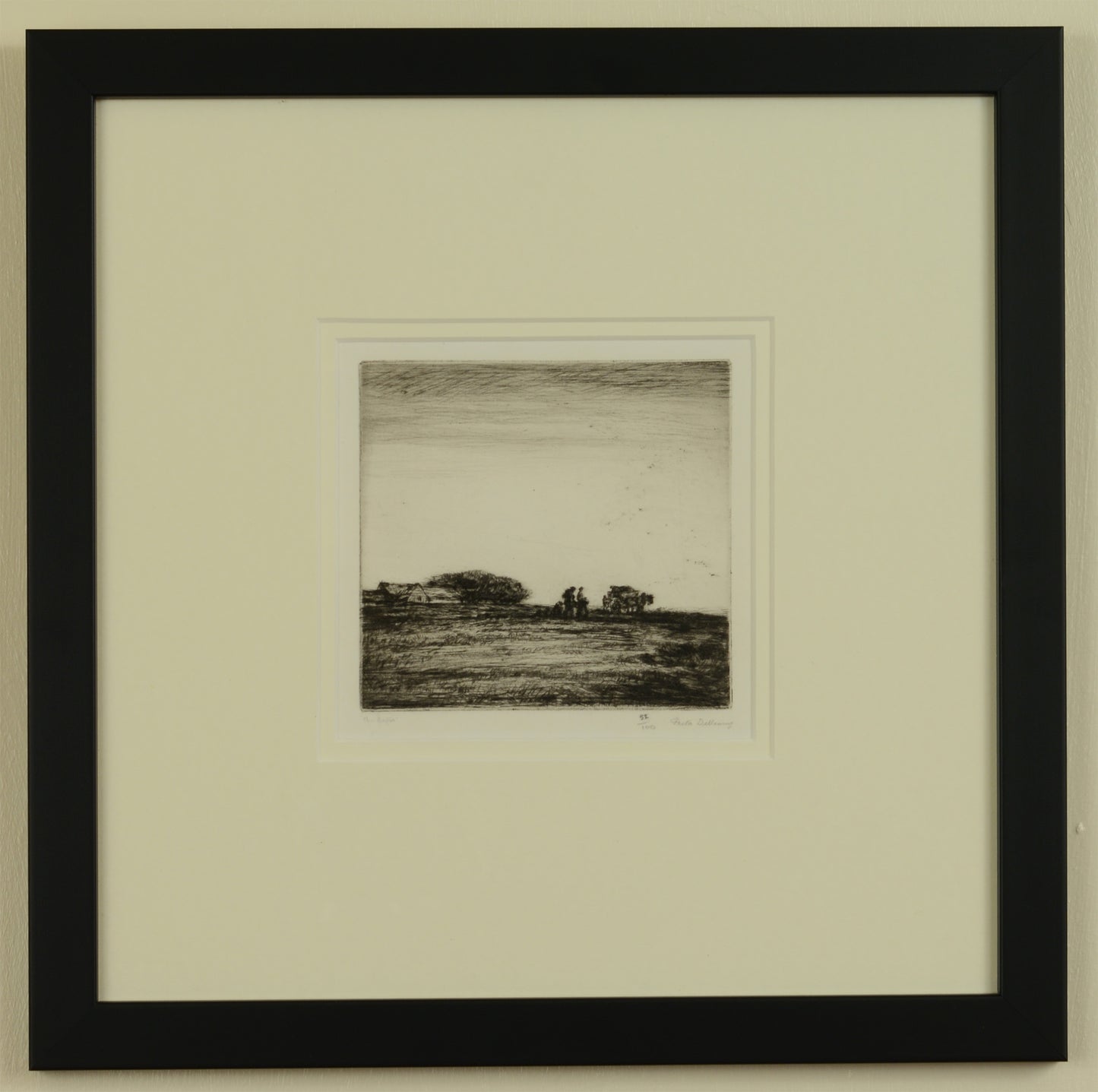 Signed etching titled The Crofters by Greta Delleaney