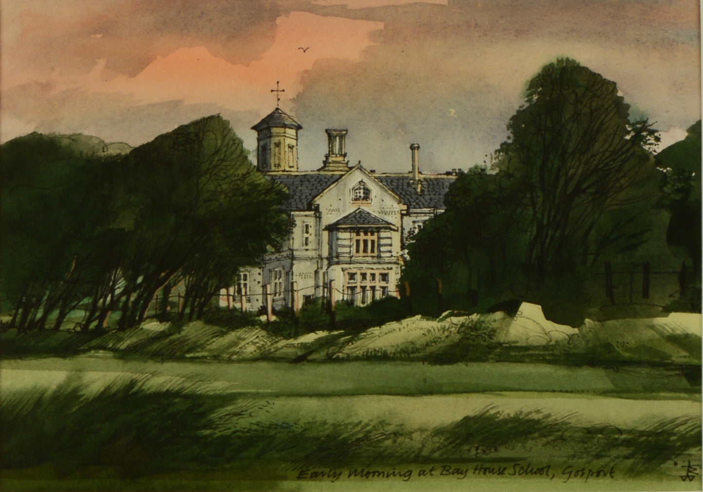 Early Morning at Bay House School, Gosport - watercolour by Richard Bradley