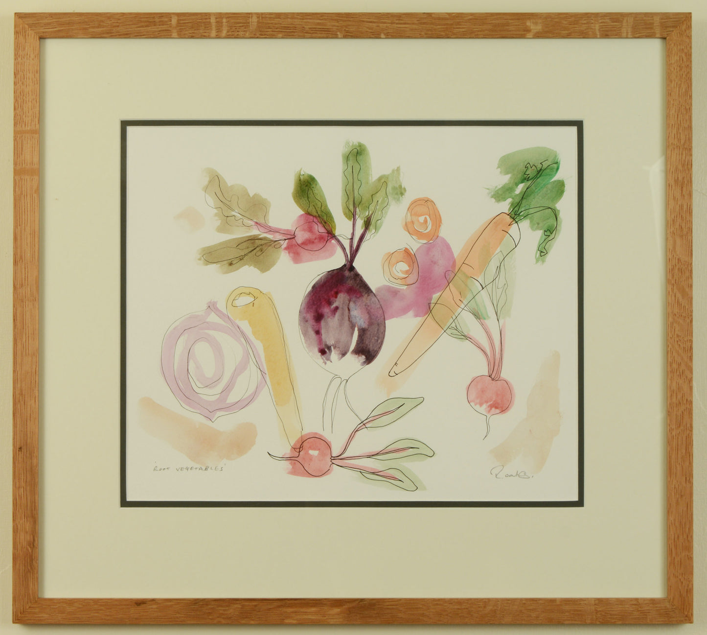 Root vegetables - pen and wash drawing by Richard Oakes