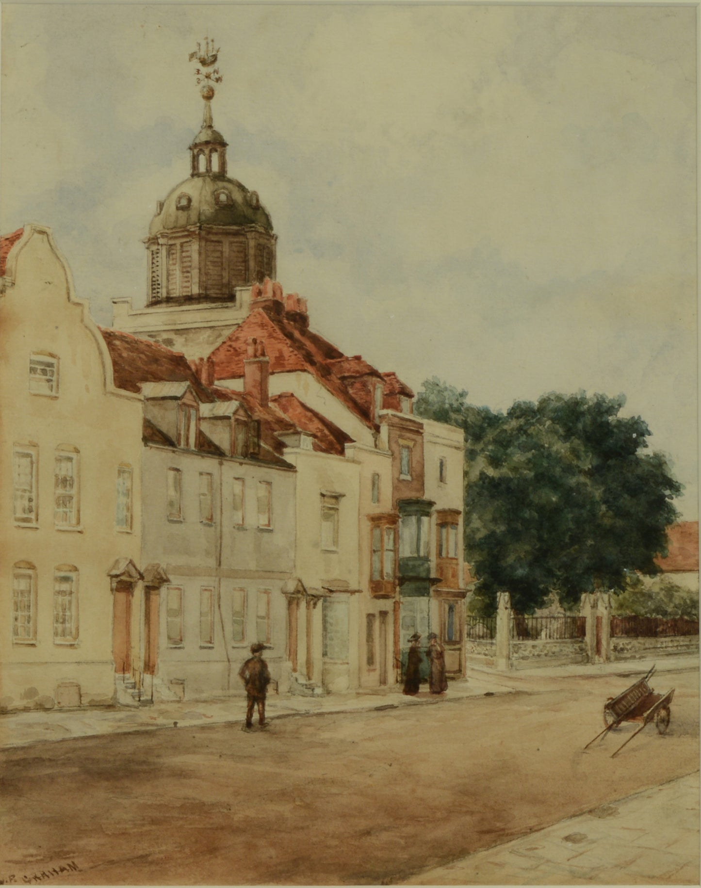 St Thomas's Street, Old Portsmouth - Watercolour by W.R. Graham