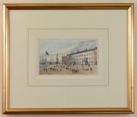 Burney's Academy, Clarence Square, c.1840s - Antique Lithograph
