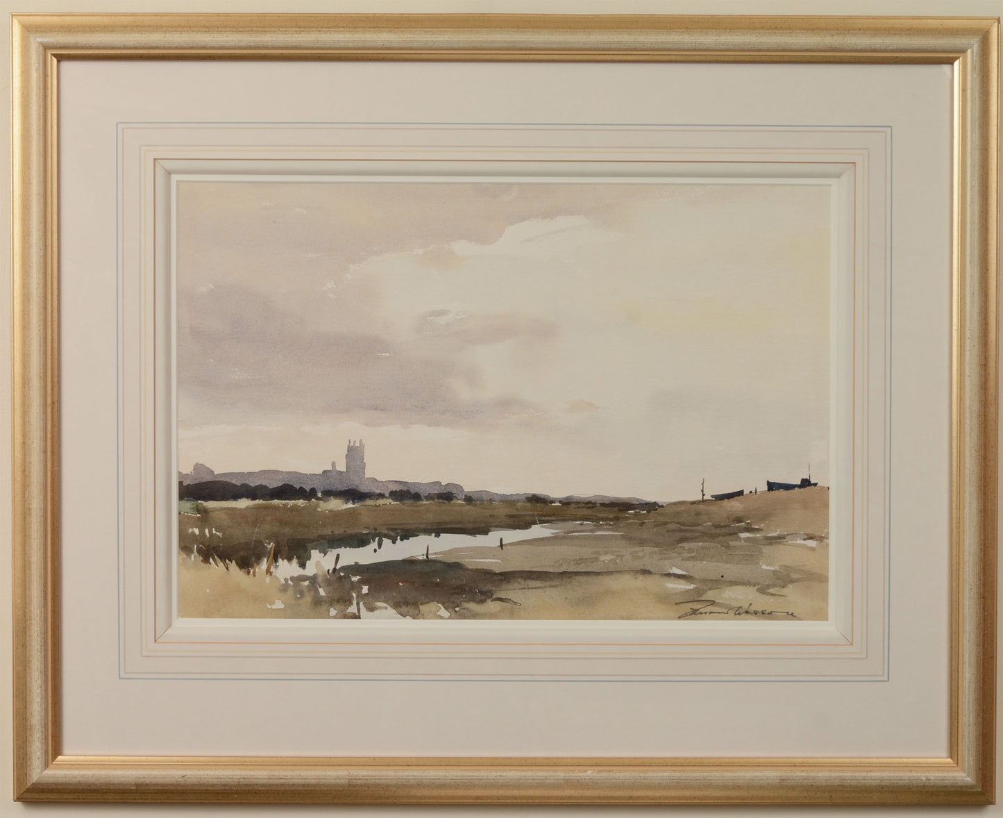 Salthouse Marsh & Blakeney Church - Watercolour by Edward Wesson