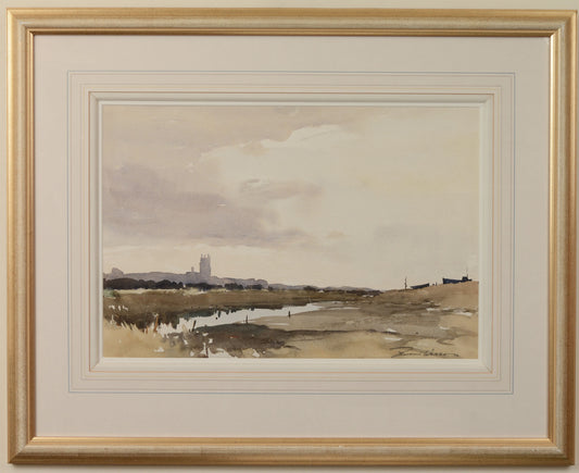 Salthouse Marsh & Blakeney Church - Watercolour by Edward Wesson