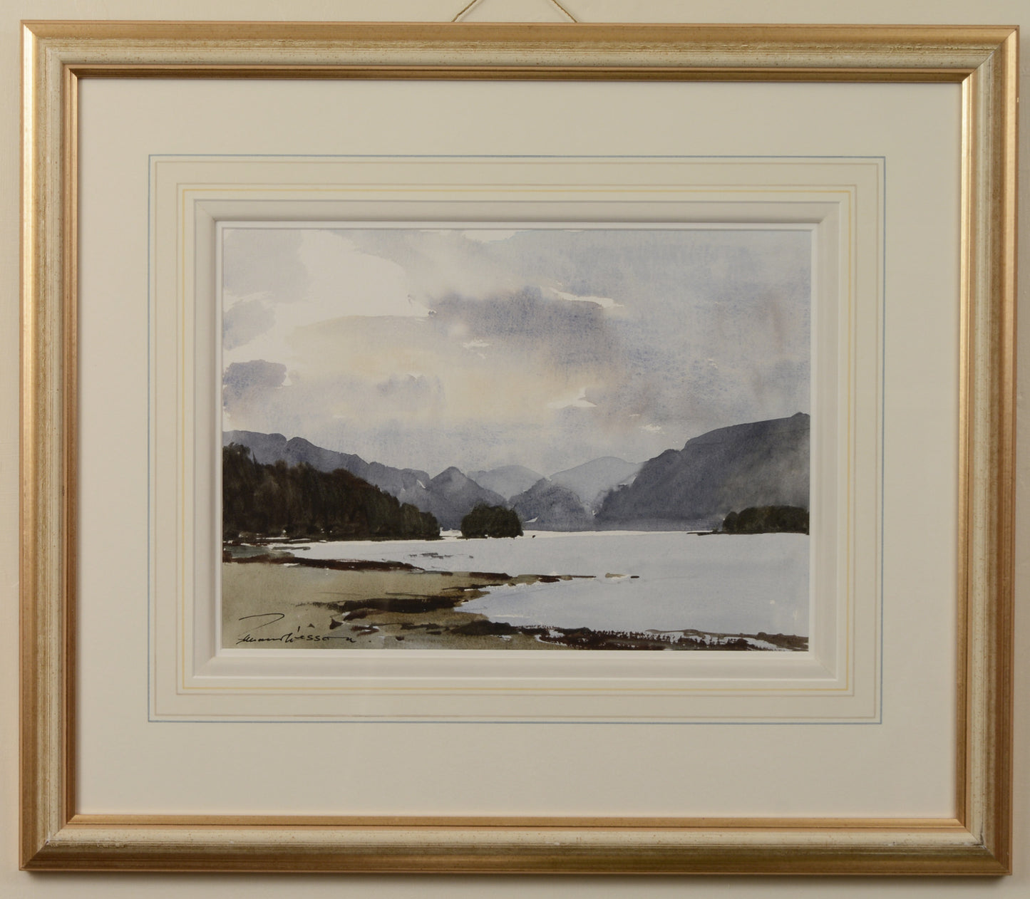 The Jaws of Borrowdale from Derwentwater - Watercolour by Edward Wesson