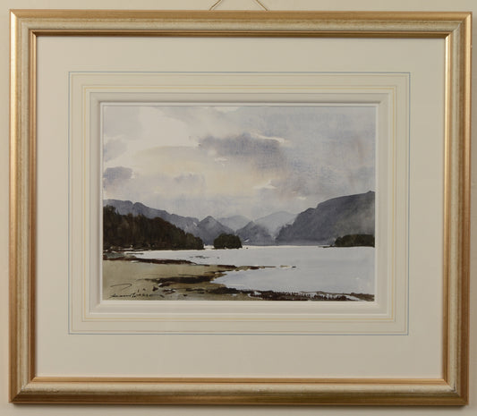 The Jaws of Borrowdale from Derwentwater - Watercolour by Edward Wesson