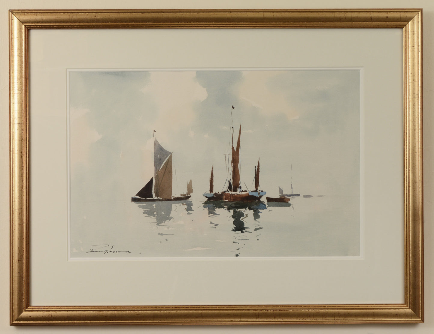 In the Estuary - Watercolour by Edward Wesson