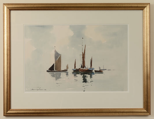 In the Estuary - Watercolour by Edward Wesson