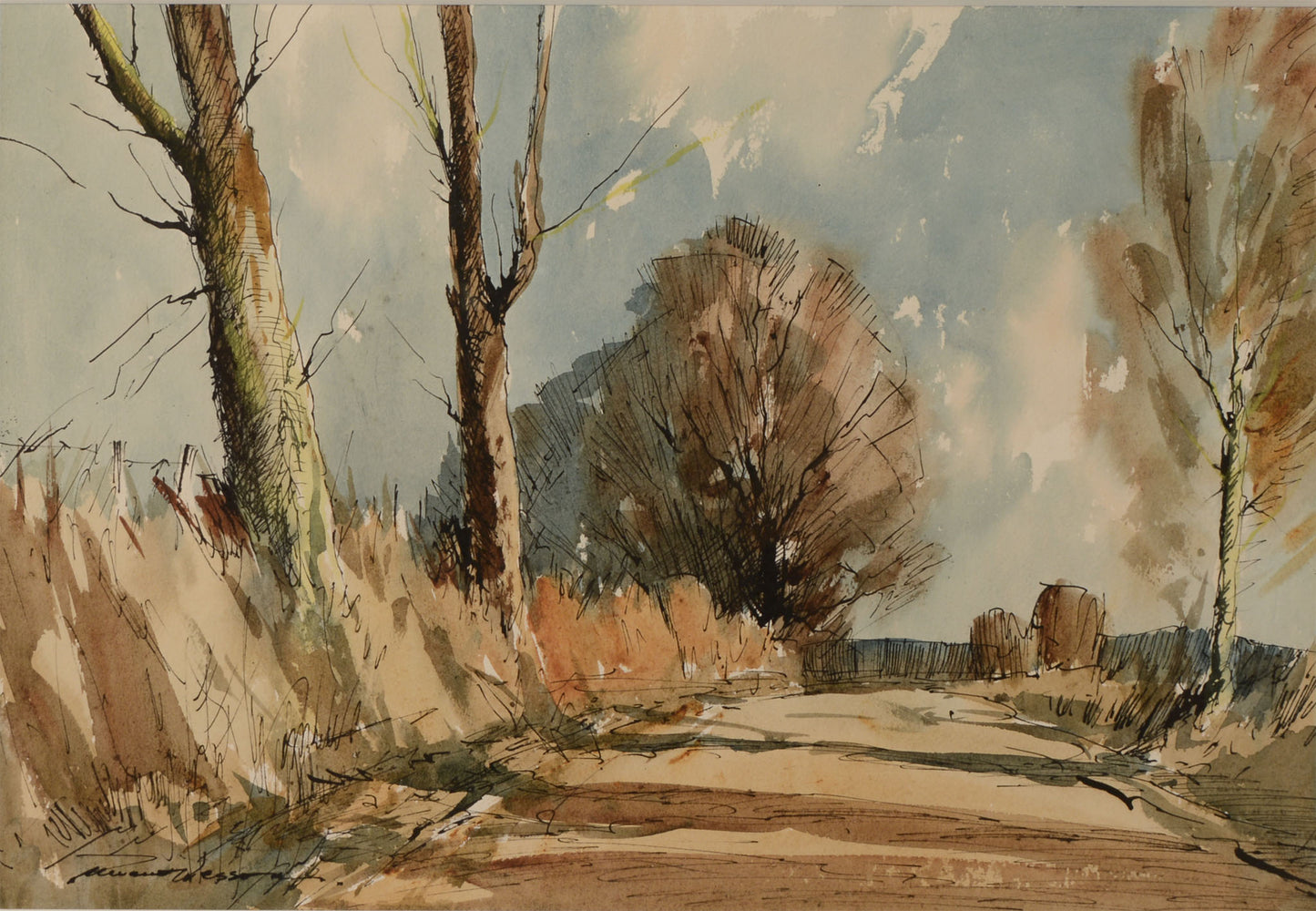 Late Autumn - Watercolour by Edward Wesson