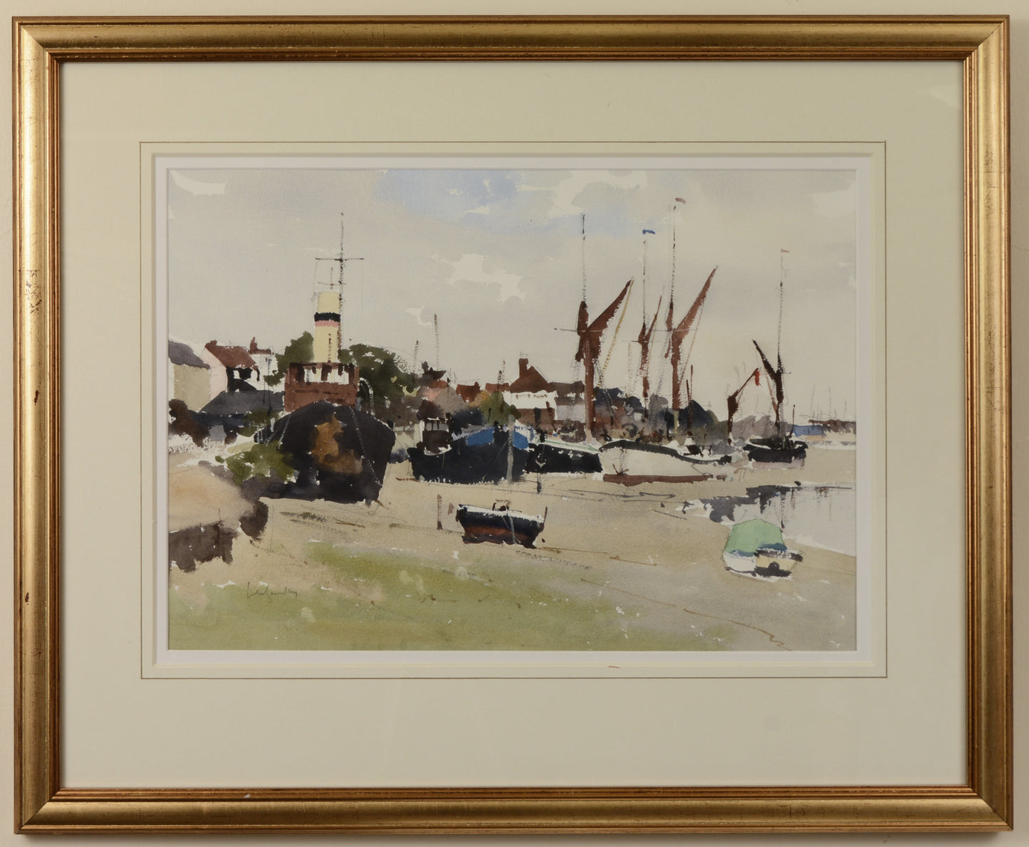The Foreshore at Maldon, Essex - Watercolour by Edward Wesson