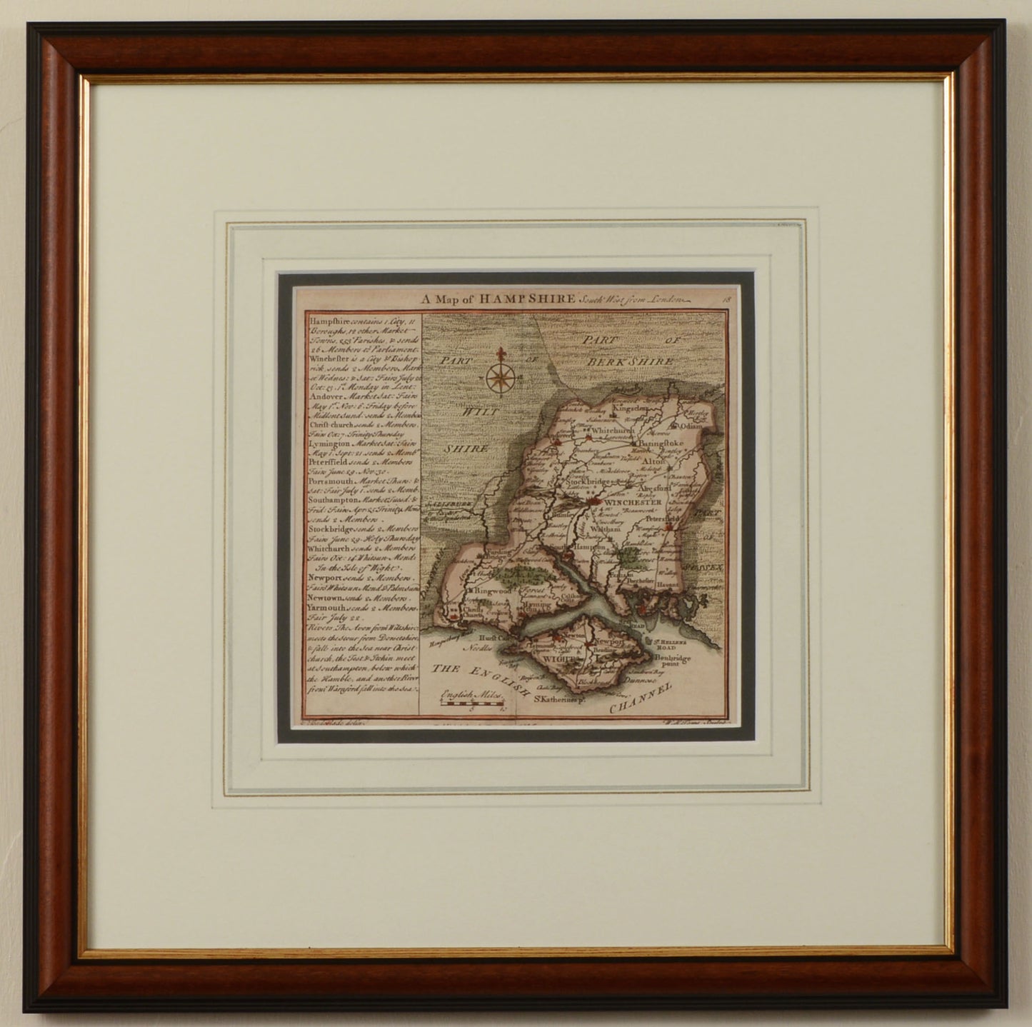Map of Hampshire by Thomas Badeslade, published in 1742
