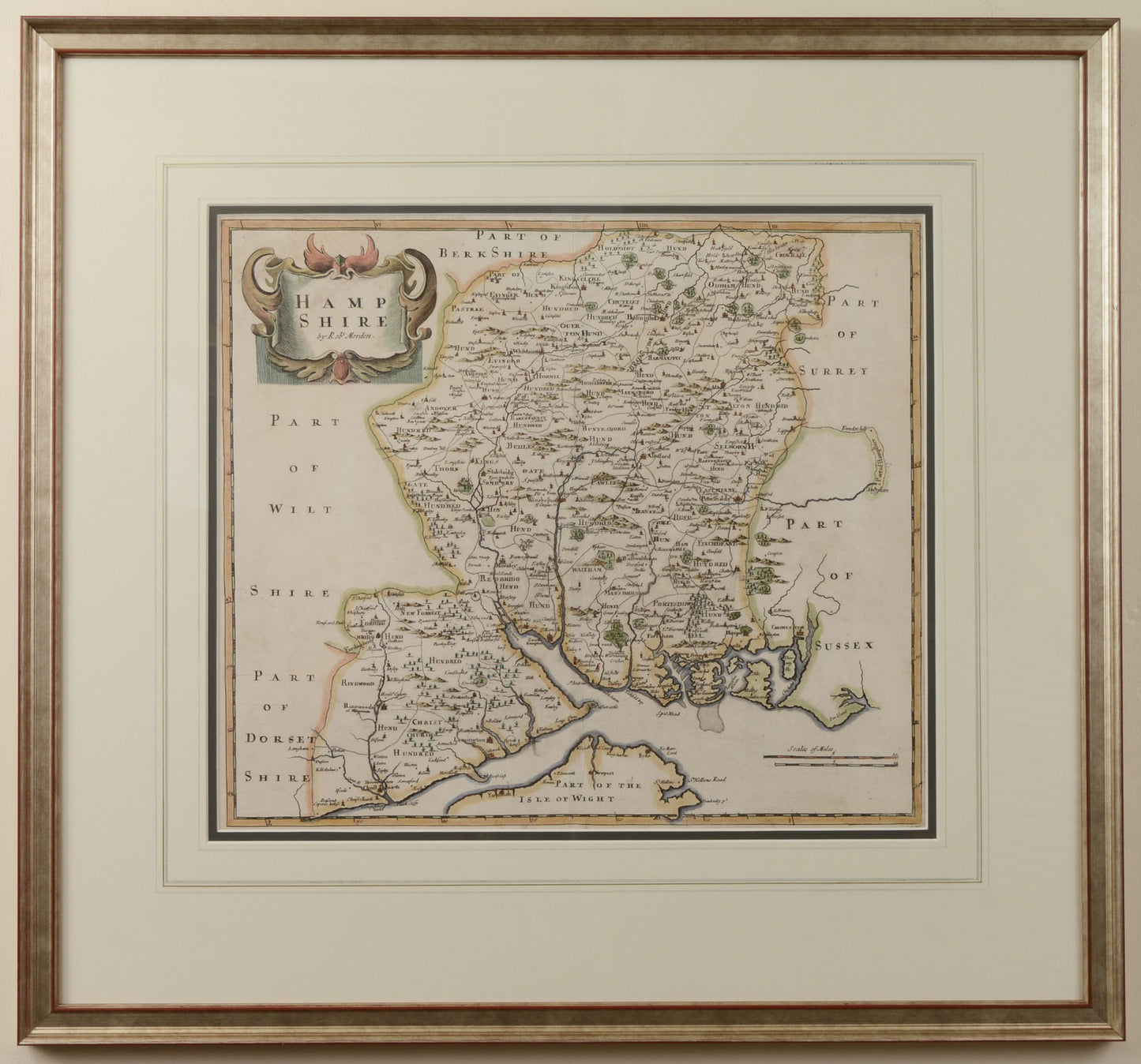 Antique Map of Hampshire by Robert Morden