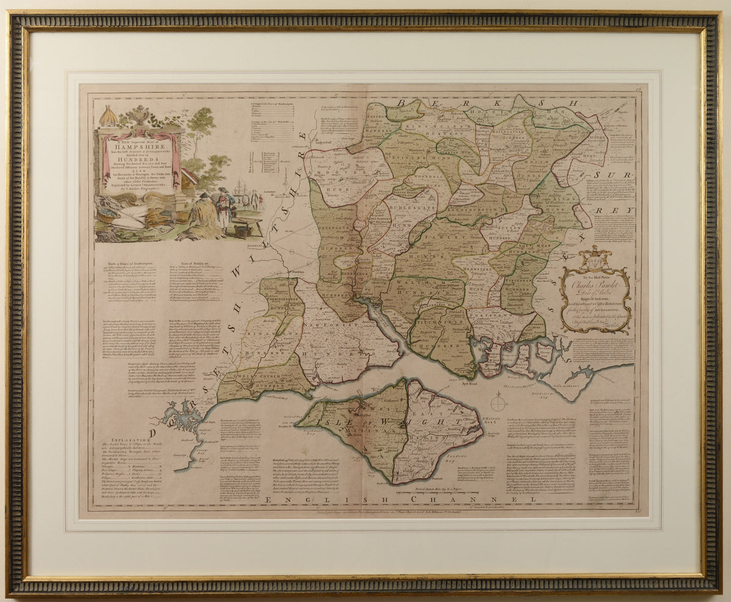 Antique Map of Hampshire by Thomas Kitchin