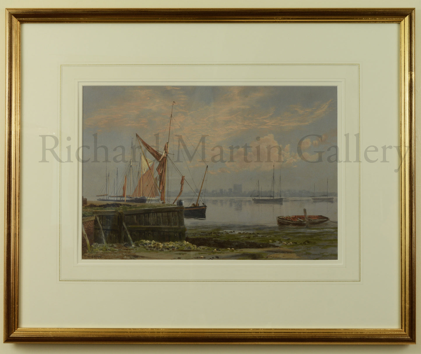 View of Portchester Castle from the Gosport Shoreline, from a watercolour by Martin Snape, painted about 1910