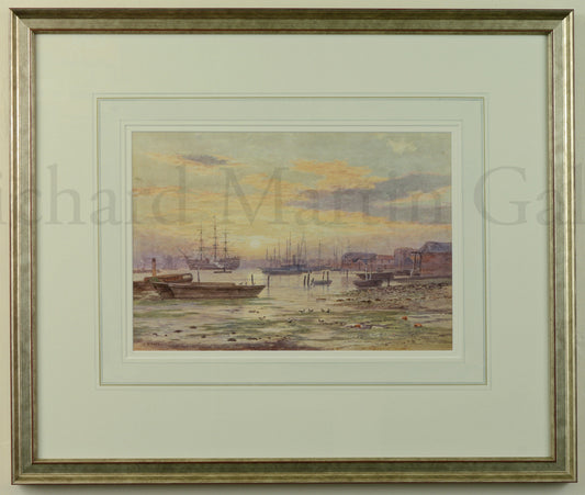 Sunrise over Portsmouth Harbour - watercolour by Martin Snape