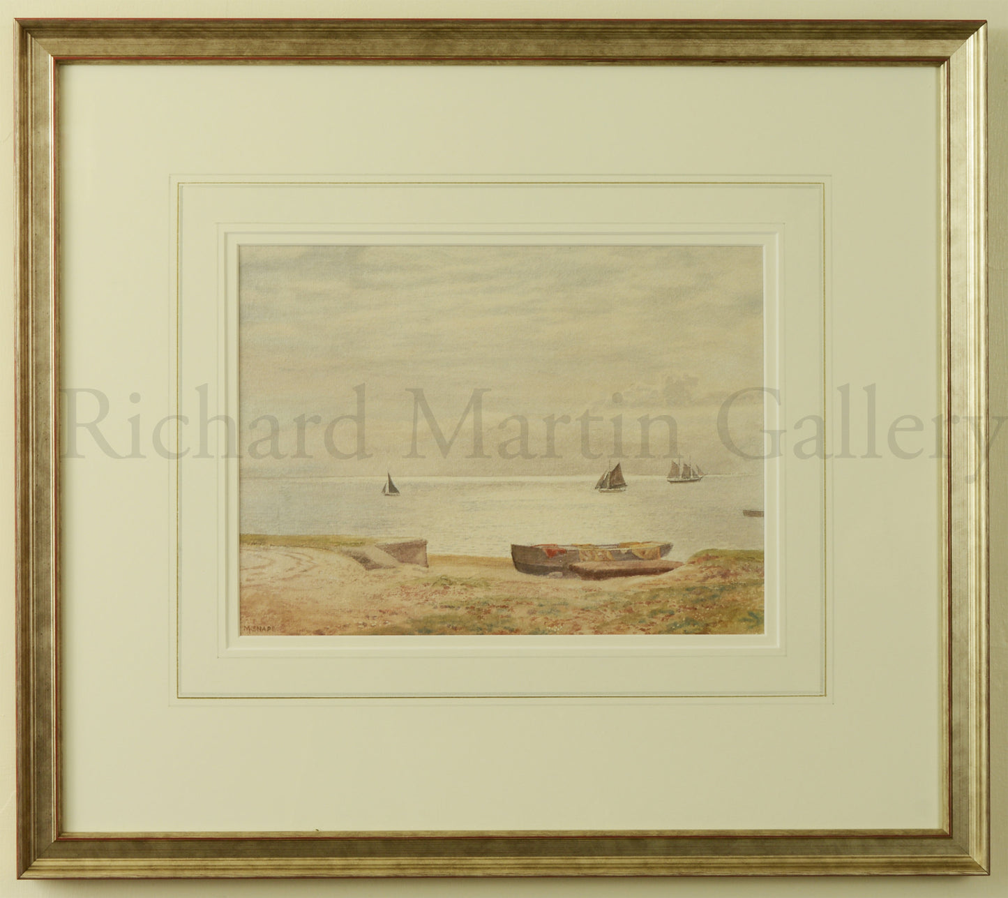 View of The Solent from Hill Head from a watercolour by Martin Snape, painted about 1910