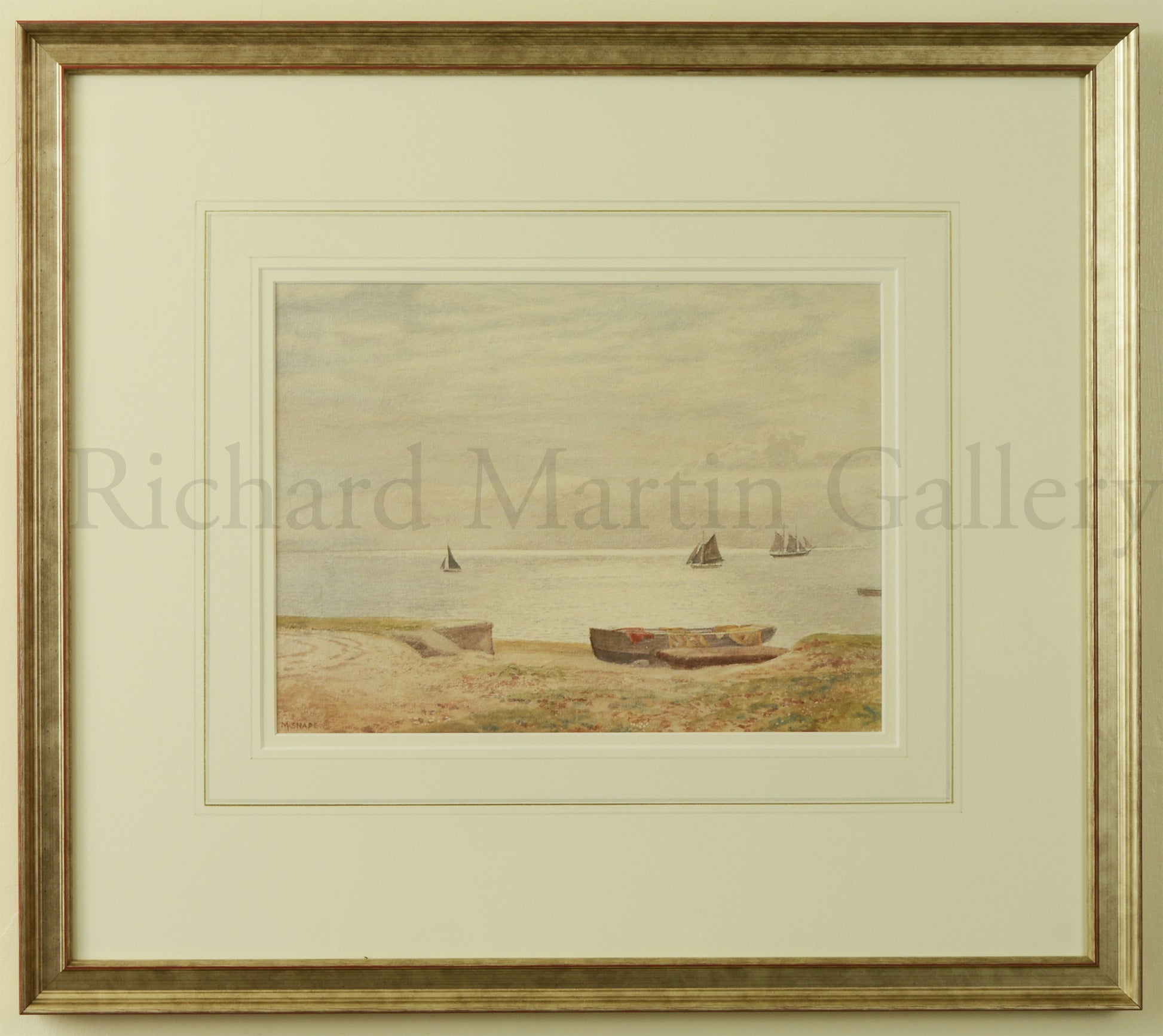 View of The Solent from Hill Head from a watercolour by Martin Snape, painted about 1910