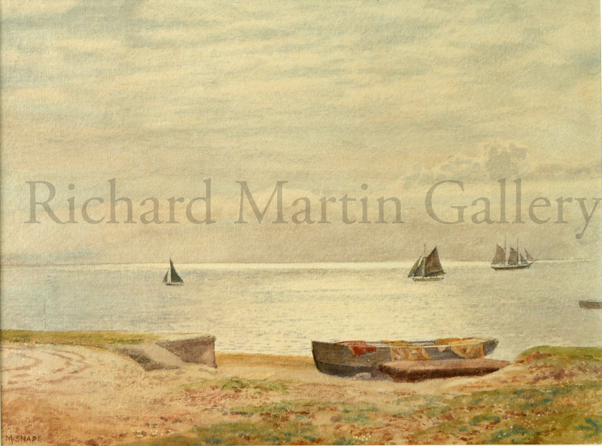 View of The Solent from Hill Head from a watercolour by Martin Snape, painted about 1910