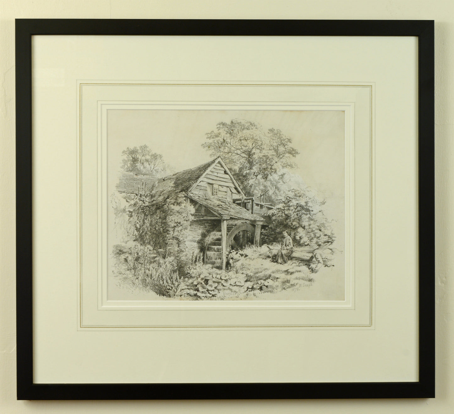 A Rest by the Old Water Mill - pencil drawing by Martin Snape