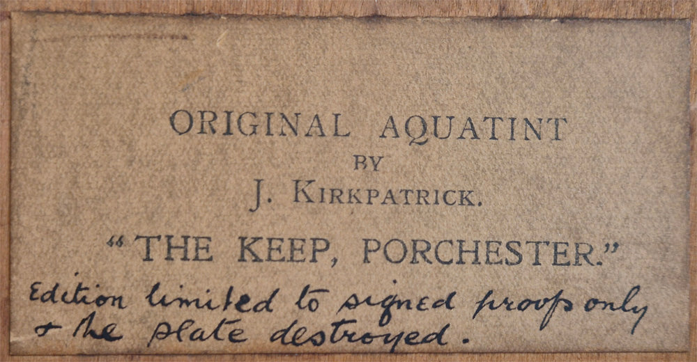 Portchester Castle - Signed Etching by Joseph Kirkpatrick