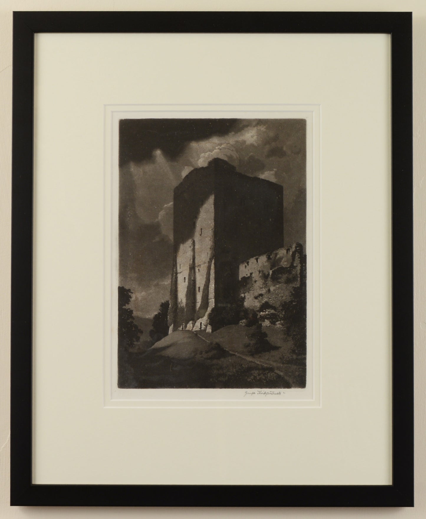 Portchester Castle - Signed Etching by Joseph Kirkpatrick