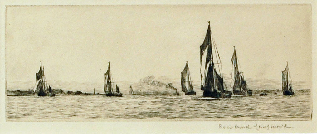 Etching by Rowland Langmaid (1897-1956) - A Barge Race at the Lower Hope