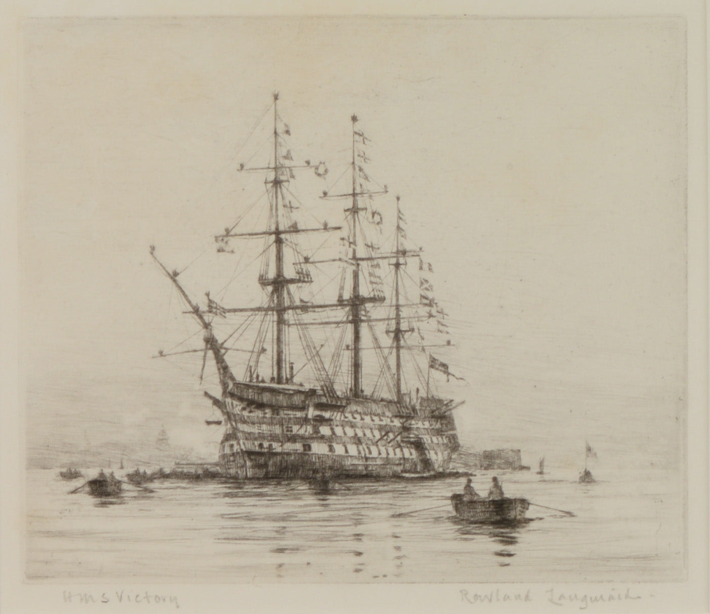 HMS Victory - Signed Etching by Rowland Langmaid