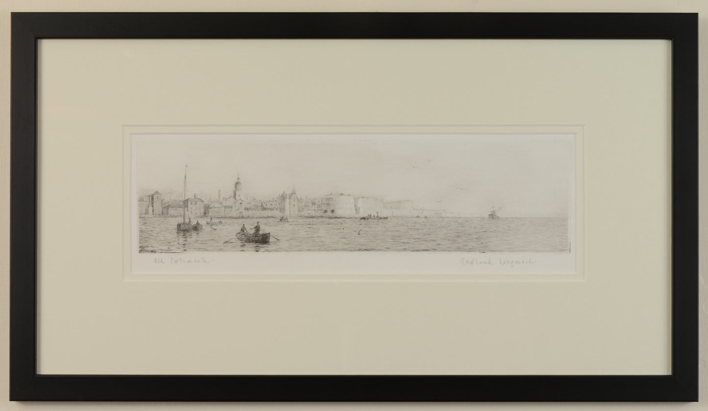 Old Portsmouth - Signed Etching by Rowland Langmaid