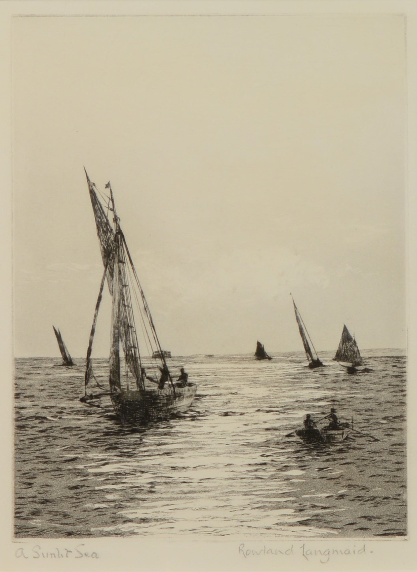 A Sunlit Sea - Signed Etching by Rowland Langmaid