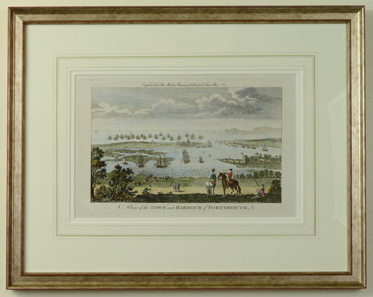 A View of the Town and Harbour of Portsmouth - Antique Engraving