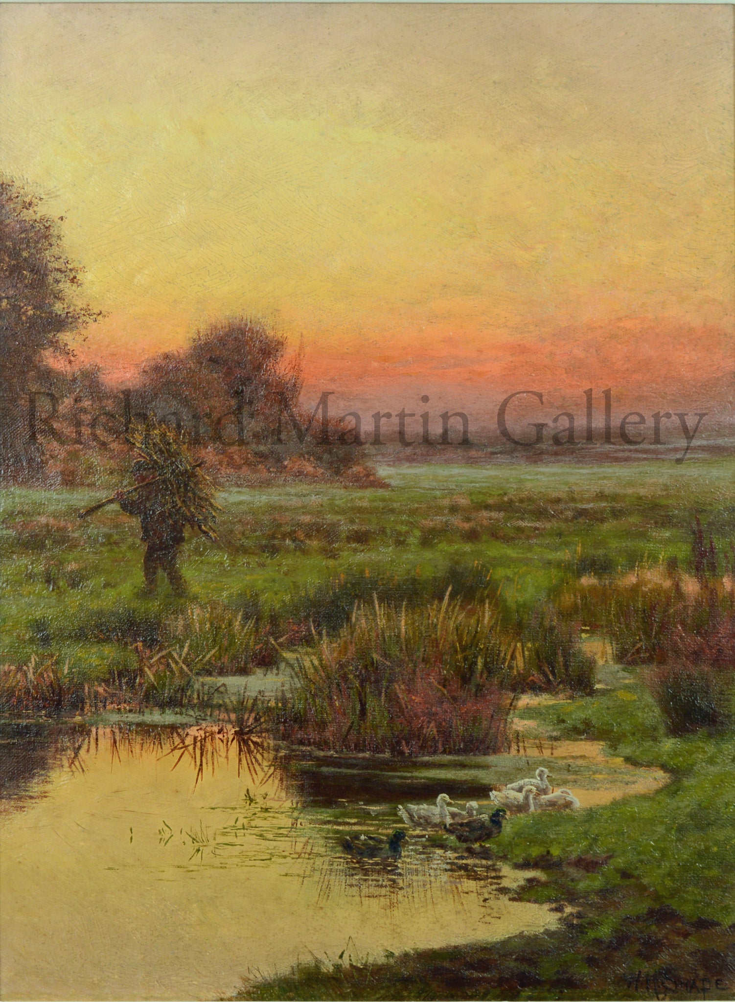 View of the River Alver at Browndown, from a painting by William Snape, painted about 1900