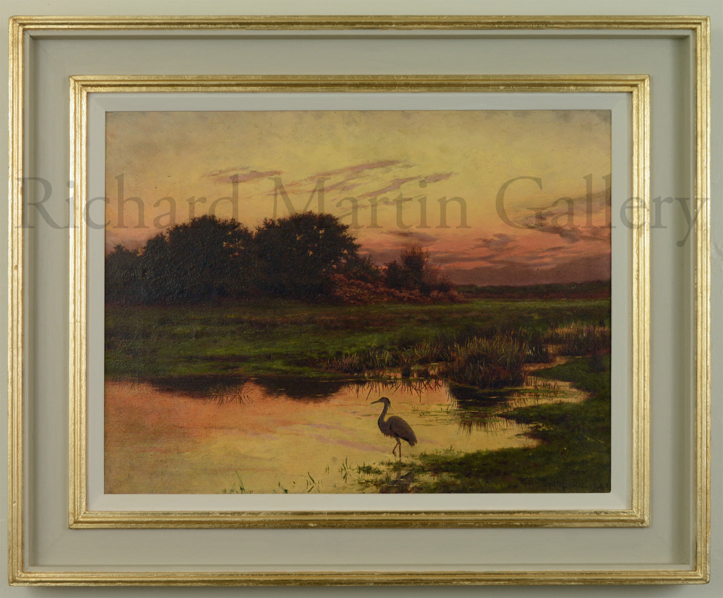 Last Light, Browndown, Gosport - oil on canvas painting by William Snape