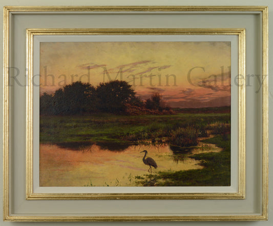 Last Light, Browndown, Gosport - oil on canvas painting by William Snape