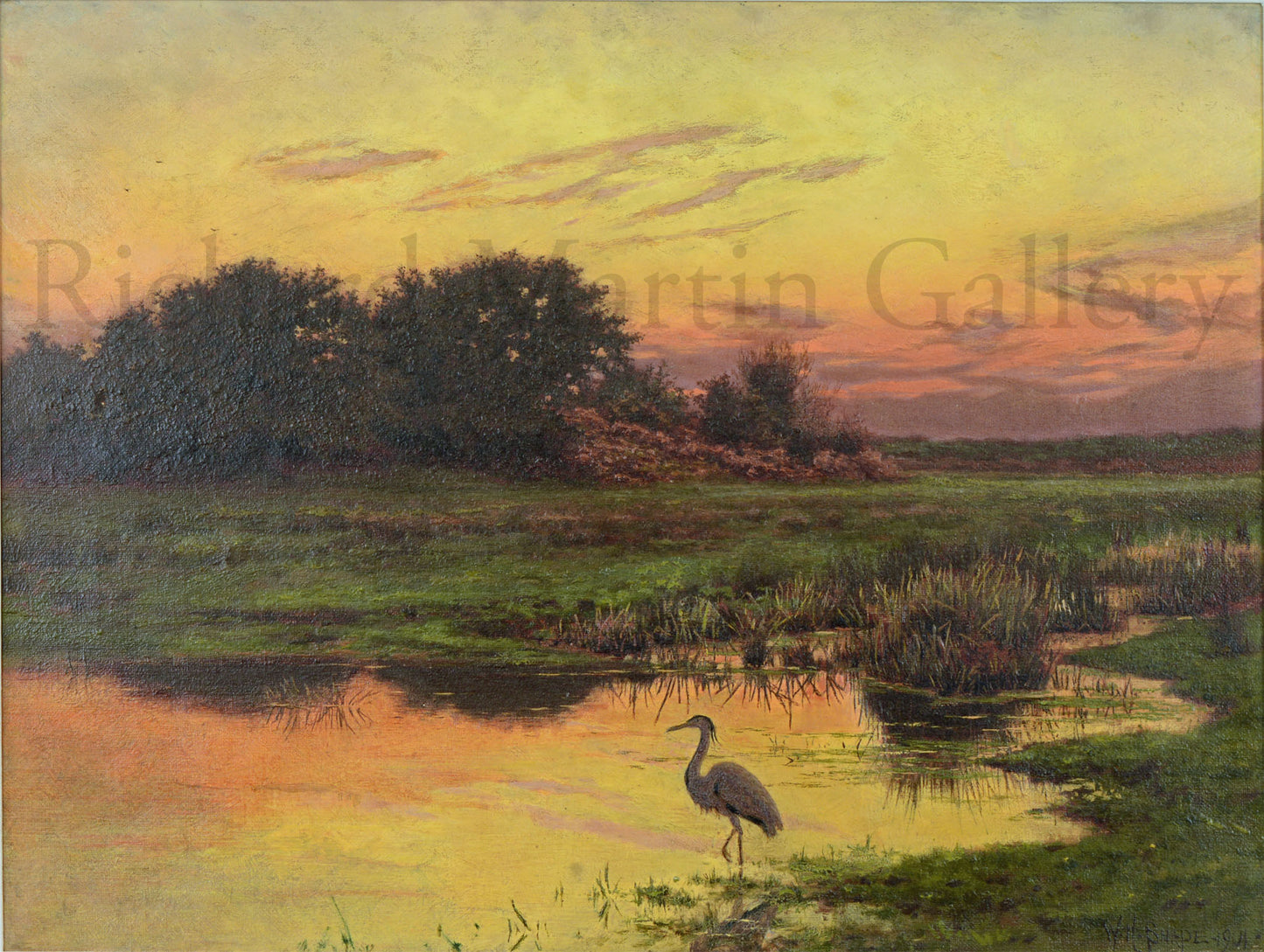 Last Light, Browndown, Gosport - oil on canvas painting by William Snape
